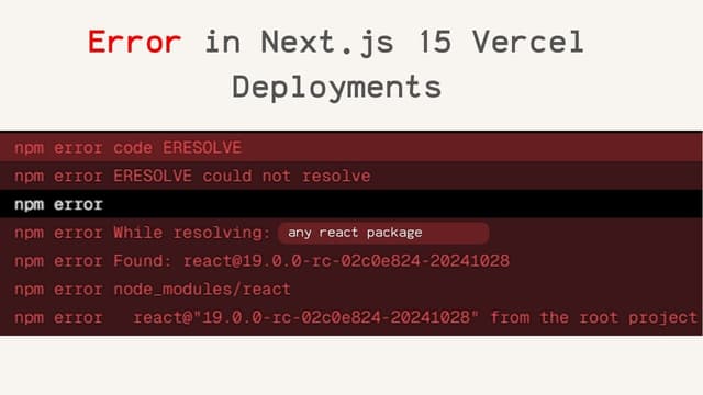 Cover image for Fixing the ERESOLVE Dependency Error in Next.js 15 Vercel Deployments